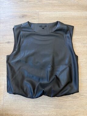 Joe’s Jeans Black Faux Leather Sleeveless Bubble Hem Top XS